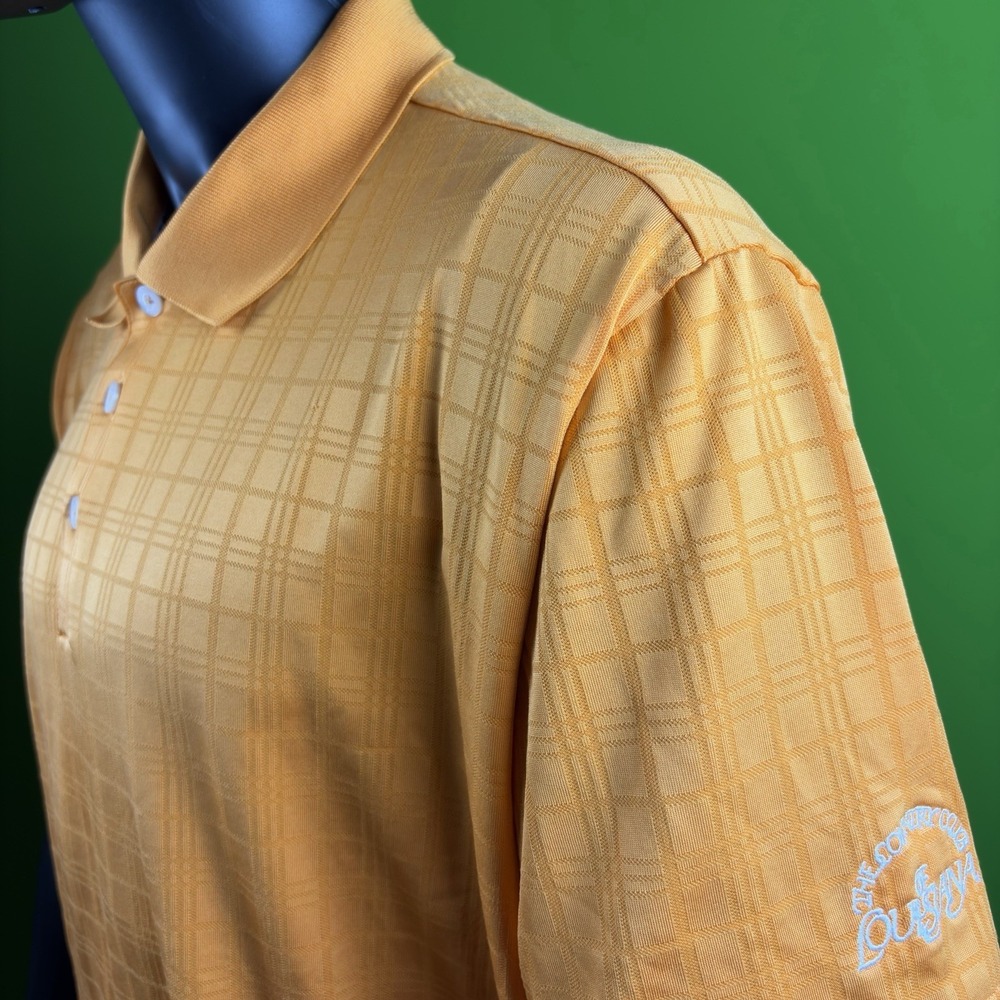 ADIDAS Climacool Performance Polo Mens XL Orange Plaid Golf Tech Shirt Club Logo